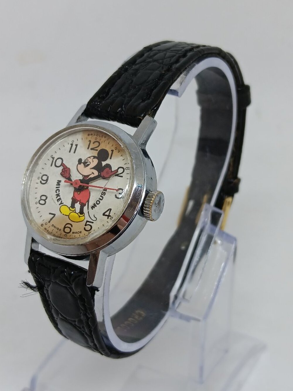 VINTAGE 1970s Bradley Time 015S Mickey Mouse 25mm Moving Arms Mechanical Watch